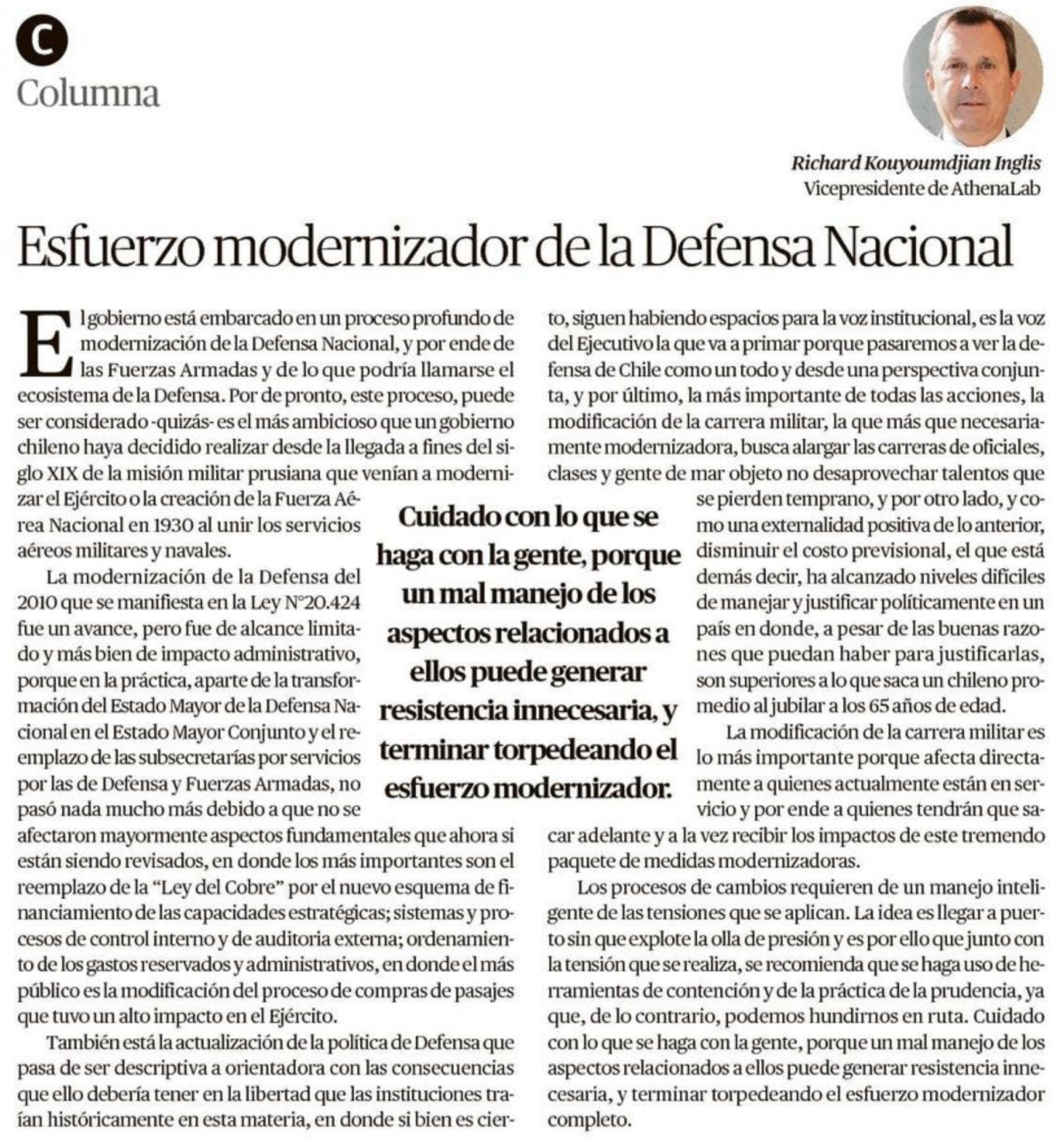 COLUMNA | Esfuerzo modernizador de la Defensa Nacional